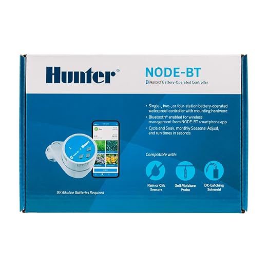 Hunter Company Node-BT Battery Operated 1-Station Bluetooth Irrigation Controller (DC Solenoid Not Included)-VerdiqueGarden