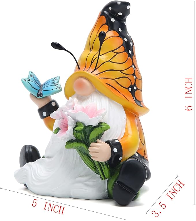 Hodao Spring Butterfly Gnomes Decorations Butterfly Gnomes Ornaments Scandinavian Tomte Elf Decor Summer Butterfly Gnomes Figurines for Outdoor Garden Decor Birthday Gifts for Mom, Women, Grandma-VerdiqueGarden