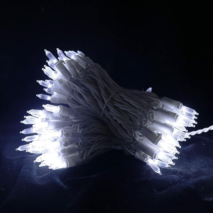 MULTI-SPARKING White LED Christmas Lights - 100 Count Cool White Christmas String Lights for Tree, Party, Wedding, Holiday, Indoor and Outdoor Decor, 33 Feet White Wire, UL Certified, Connectable-VerdiqueGarden