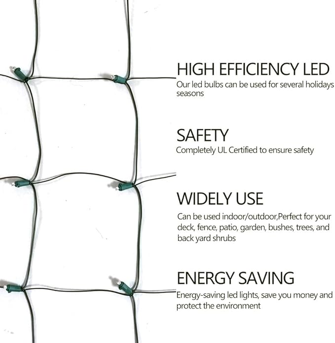 HISHINY Christmas Net Lights Outdoor, 5ftx5ft 100LED Green Wire, Connectable Bush Mesh Net Lights String for Christmas,St Patricks Party,Shrub,Yard,Tree (Green)-VerdiqueGarden