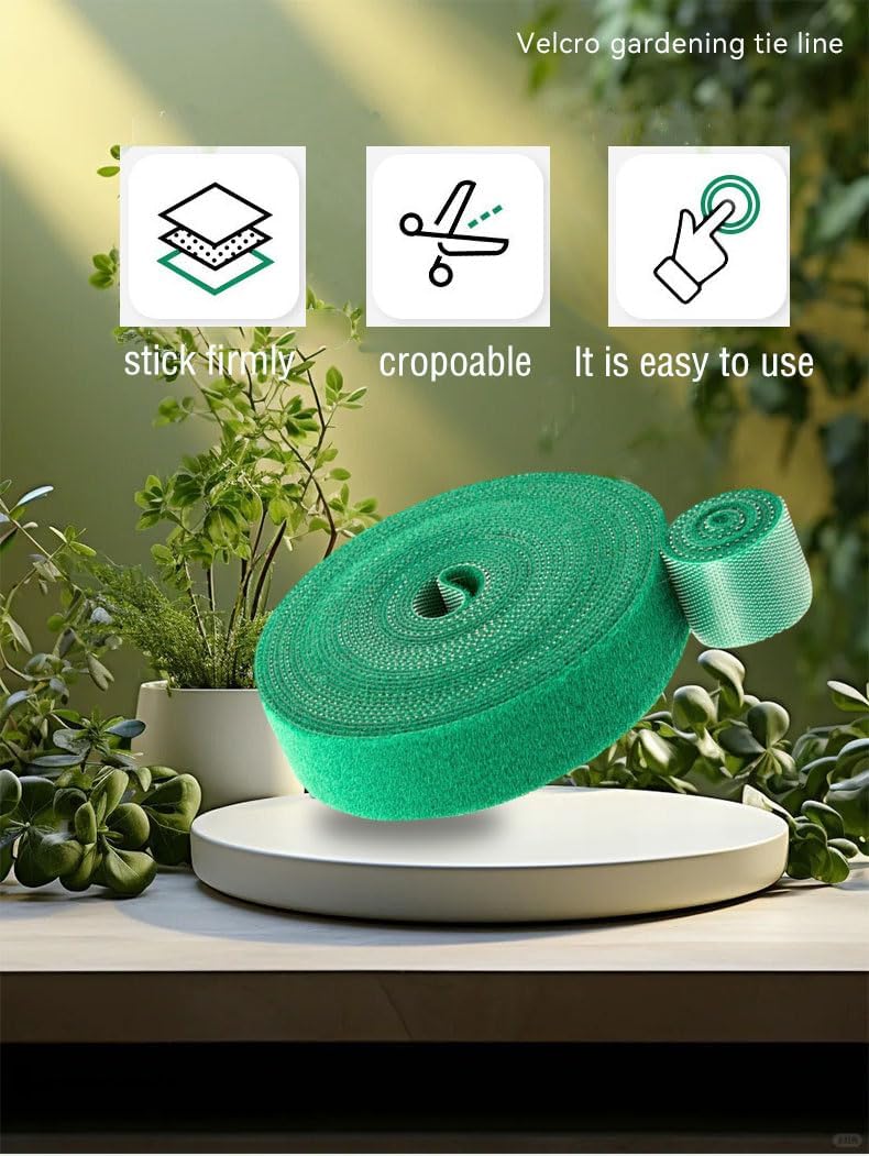 Plant Tape, 32 Ft Green Garden Tape, Twist Ties for Plants 13/16", Plant Supports, Garden Ties for Climbing Plants, Plant Twist Tie for Plant Gardening, Home, Office-VerdiqueGarden
