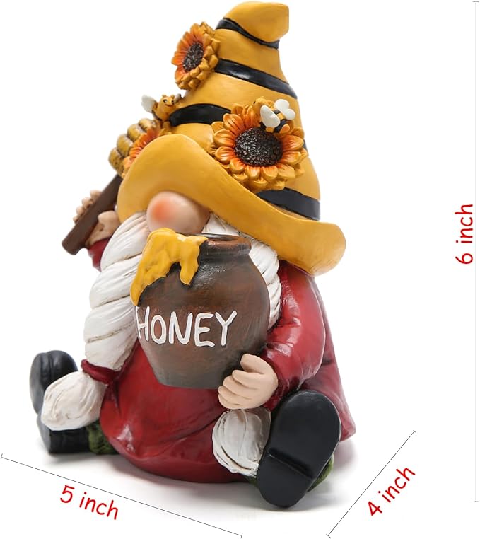 Hodao Bumble Bee Spring Gnome Decorations Honey Bee Gnomes Ornaments World Bee Day Decorations Gifts Summer Gnomes Figurines Honey Bee for Garden Decor Bee Birthday Gifts for Mom, Grandma, Women-VerdiqueGarden