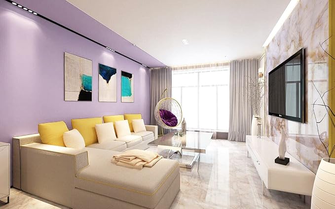 Dimoon 236''x17.7'' Purple Peel and Stick Wallpaper Contact Paper Modern Self Adhesive Wall Paper Removable Renter Friendly Textured Solid Color Shelf Cabinet Vinyl Roll (236''x17.7'',Purple)-VerdiqueGarden