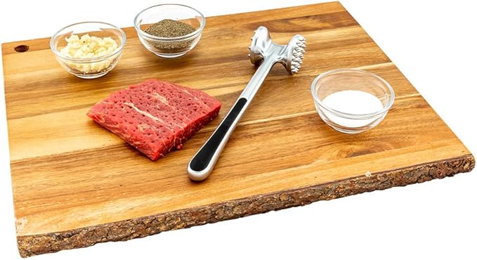 Restaurantware Met Lux Meat Tenderizer, 1 Double-Sided Meat Mallet - Textured Surfaces, Ergonomic Handle, Aluminum Meat Pounder, Corrosion-Resistant, For Tenderizing Steak Or Poultry-VerdiqueGarden