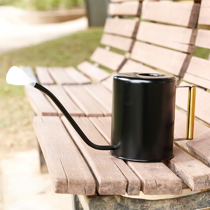 L&H Unico Stainless Steel 62oz Watering Can Long Spout Plant Misters for Indoor Plant Watering or Outdoor Gardening with 2Pcs Removable Spray Spout for Flowers Black-VerdiqueGarden