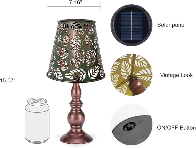 Pearlstar Solar Table Lamps - Leaf Garden Waterproof Cordless Solar Table Lamps for Patio Garden Pathway Yard-VerdiqueGarden