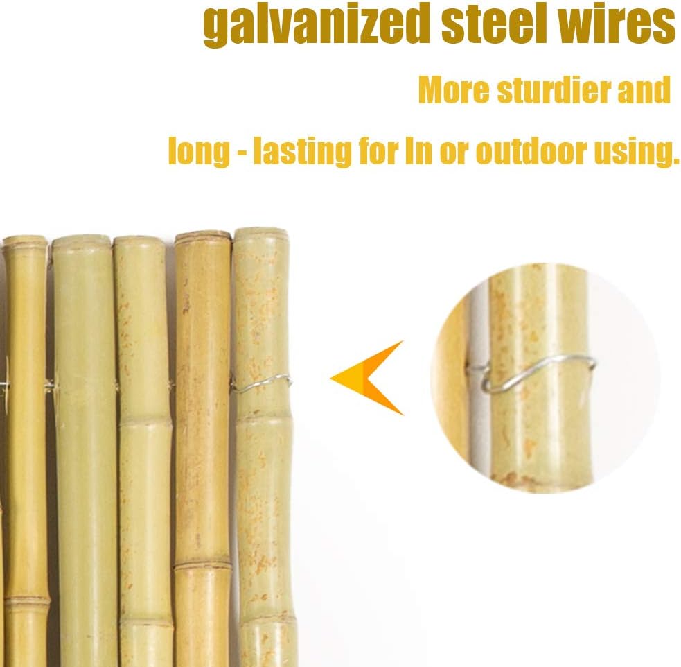 Mininfa Natural Rolled Bamboo Fence, Eco-Friendly Bamboo Fencing, 4 ft High x 6 ft Long-VerdiqueGarden