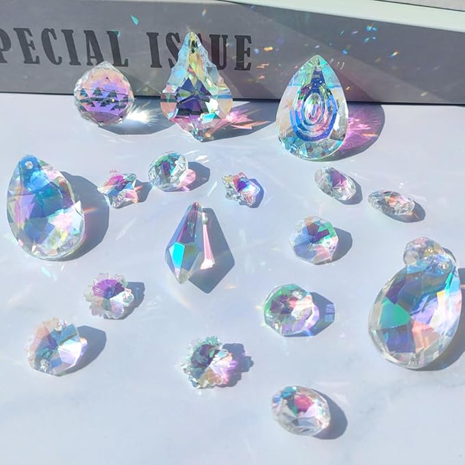 HYBEADS 200 pcs DIY Sun Catchers Making Kits Craft for Adults Crystal Suncatchers Supplies Stained Glass Window Hanging Prism Indoor Outdoor Garden Xmas Decor with Rainbow Maker Pendants Chains-VerdiqueGarden