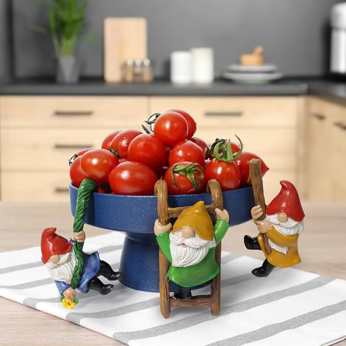 Set of 3 Garden Gnome Statues for Plant Pots Whimsical Climbing Dwarf Figurines Outdoor Garden, Patio, and Home Decor (A)-VerdiqueGarden