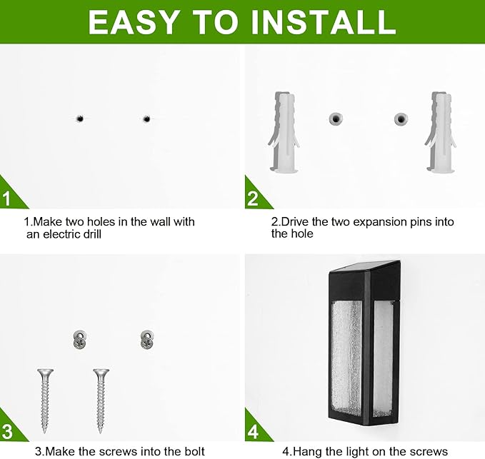 GOODFOEVER 4 Pack Solar Fence Lights Solar Post Accent Light/Wall Light for Outdoor, Yard, Fence, Porch and Garage, Body in Aluminum and Glass Waterproof-VerdiqueGarden