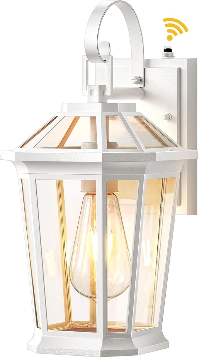 VIANIS Outdoor Porch Lights - Dusk to Dawn Exterior Wall Lights, 100% Anti-Rust Aluminum Waterproof, White Sconce Lanterns for Garage-VerdiqueGarden