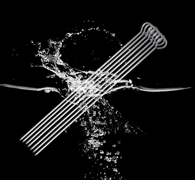 10 inch Barbecue Skewers, HONSHEN Metal BBQ Sticks,12Pack Stainless Steel Square Skewer,Kebob,kabob Sets for Grill Outings Cooking (BBQ Skewers Square 10inch-12p)-VerdiqueGarden