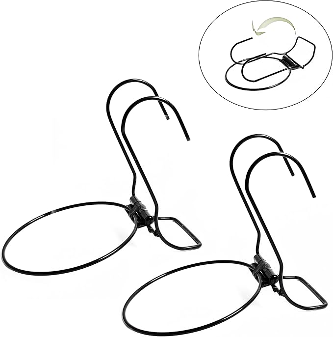 6 Pieces, 8 inches Iron hanging Flower Pot. Metal Plant Wall Hanger, Vertical Yard Garden. Planter Hook Ring, Rail Metal Fence. Indoor and Outdoor. Wire Trellis. Collapsible Bracket. (8 inches)-VerdiqueGarden