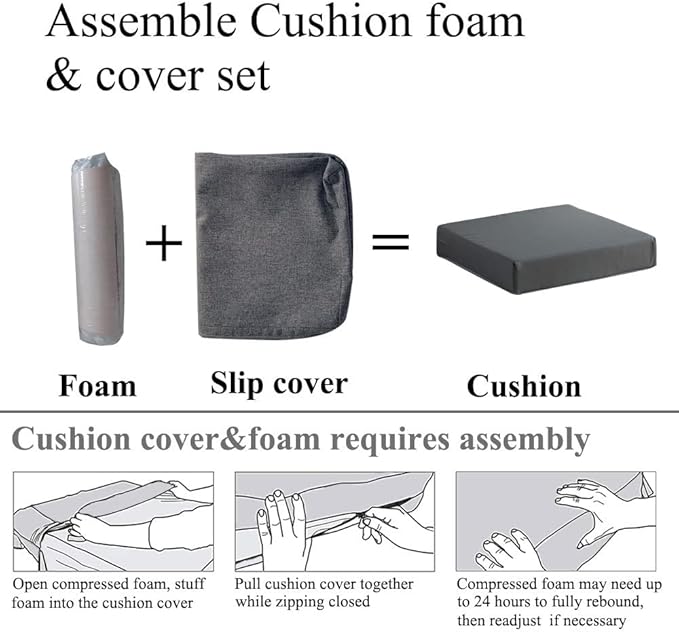 Patio Chair Cushions Set of 2 Non Slip Bottom Chair Pad with Ties Waterproof Square Outdoor Seat Cushion Replacement for Garden Swing Furniture 20x20 Inch, Navy Blue-VerdiqueGarden