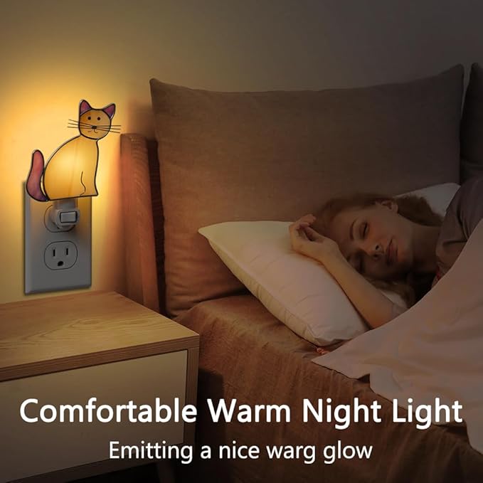 KY&BOSAM Cat Night Light Stained Glass Yellow Plug in Nightlight Decorative Wall Night Lights 7 Watt Bulb Accent Lite Night Memorial Gifts Pet Lost Sympathy Thoughtful Dogs and Cats Remembrance Decor-VerdiqueGarden