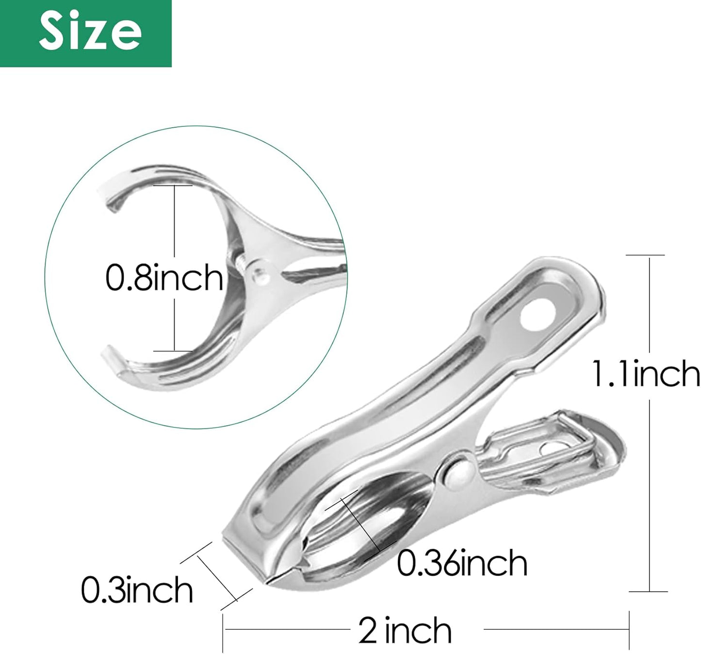 20 Pcs 2inches Gardening Clips for Netting, Greenhouse Clamps Made of Stainless Steel, Have a Strong Grip of Metal Clips, For 3/8'', 1/2'', 3/4'' Garden Hoops or Greenhouse Frame-VerdiqueGarden