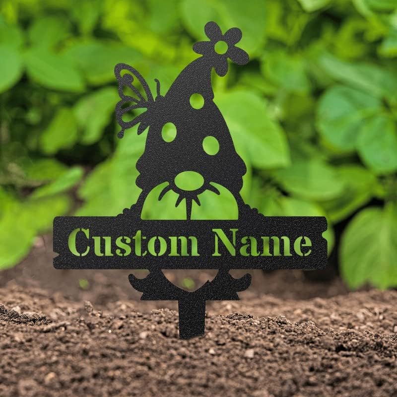 RealSteel Customizable Gnome Seed & Plant Markers โ Durable Metal Garden Stakes for Herbs, Fruits & Vegetables โ Weatherproof Tags for Farmhouse & Greenhouse Dรฉcor (Type 3, Large)-VerdiqueGarden