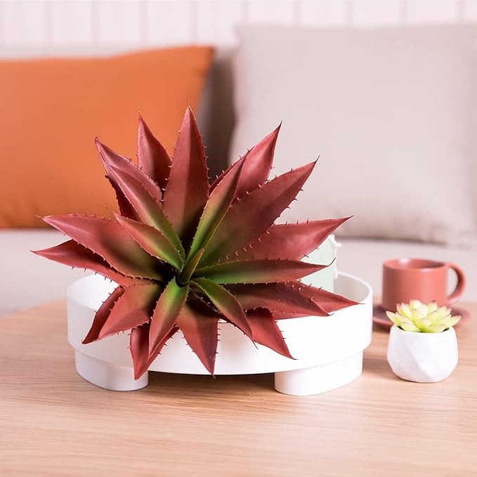 Veryhome Succulents Plants Artificial Aloe Plant, 12.5Inch Large Faux Succulents Unpotted, Premium Crafting DIY Greenery Decor for Indoor & Outdoor(4Pcs-Red)-VerdiqueGarden