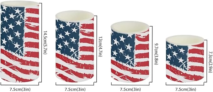 Flameless Electric Candles Decoration Lamp with Remote Timer Control Long Lasting for Fourth of July Party Decoration Home Indoor Outdoor Decor Pack of 4, American Flag Fashion-VerdiqueGarden