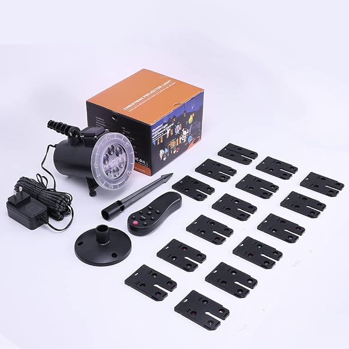 Holiday Projector Light, Syslux Halloween Christmas Projector Lights 16 HD Slides LED Waterproof Light Outdoor Indoor Light with Remote Control for Party Garden Halloween Xmas Holiday Landscape Decor-VerdiqueGarden