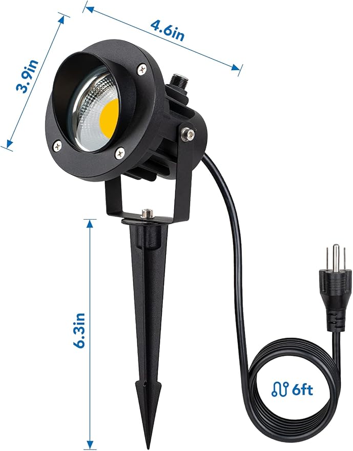 SUNVIE 20W Outdoor Landscape Spotlights 120V Waterproof Dusk to Dawn Spot Lights Outdoor 3000K LED Spotlight with Photocell Sensor Landscape Lighting for Yard Flag Tree Garden Decor 6 FT US 3-Plug in-VerdiqueGarden