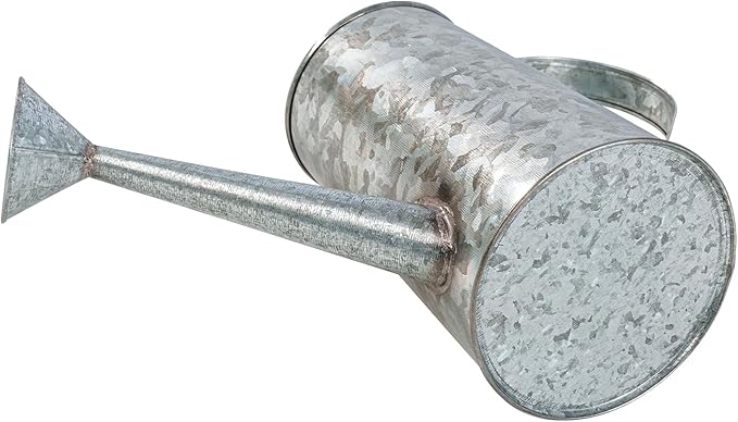 MyGift 7 Inch Small Rustic Galvanized Metal Decorative Vases in Vintage Style Watering Can Design for Dried Flowers and Artificial Plants, Set of 2 - Handcrafted in India-VerdiqueGarden