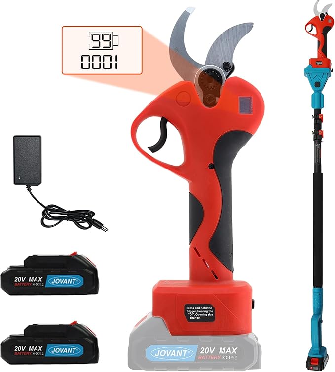 Pole Electric Pruning Shears with Portable Bag.Pole 1.6Inch(4CM) Electric Pruner for Tree Trimming Pole Tree Trimmer with 2Pcs 2000mAh Batteries(Jovant)-VerdiqueGarden