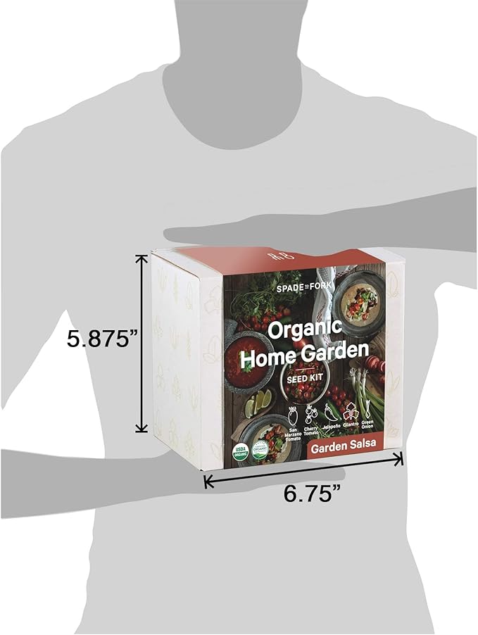 Organic Indoor Salsa Garden Starter Kit - Made in USA - Certified USDA Organic - 5 Seed Types San Marzano & Cherry Tomato, Jalapeño, Cilantro, Green Onion - Potting Soil, Indoor Herb Garden Kit-VerdiqueGarden