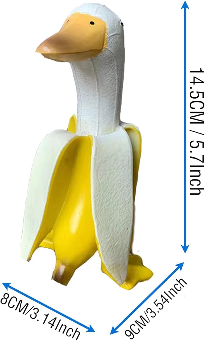 Tellme 2 PCS Banana Duck Statues, Creative Whimsical Garden Art Resin Gnome Sculptures, Outdoor Personalized Decors, Cute Banana Ornaments for Yard, Porch, Office, Home, Funny Housewarming Gifts.-VerdiqueGarden