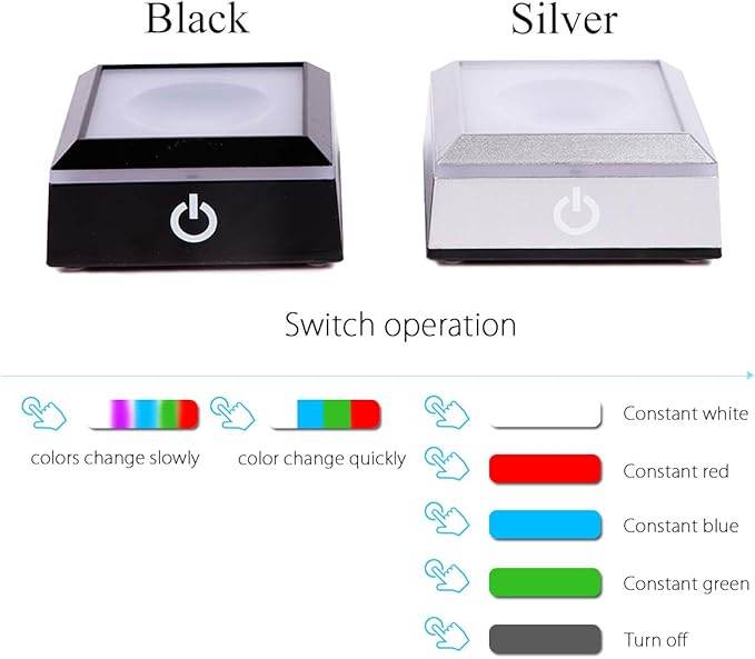 Qianwei Flower of Life Crystal Sphere with Led Colorful Lighting Touch Base, Sacred Geometry Crystal Ball Starlight Magic, Feng Shui Decor Laser Engraved Seek of Flower Inside A Sphere-VerdiqueGarden