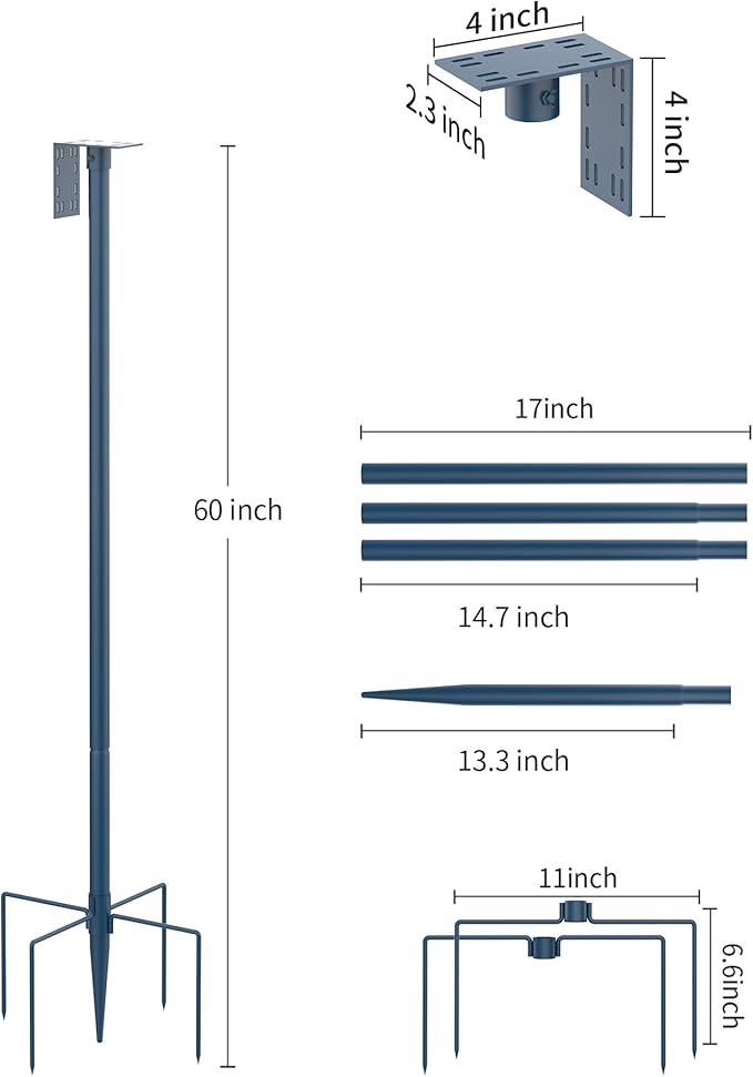 Bird Feeder Pole Stand – 60 Inch Height Feeding Station with 1-Inch Dia Heavy Duty for Hanging Feeders, Bird House Pole Mount Kit for Outdoor, Slip-Fit Connection,Blue-VerdiqueGarden