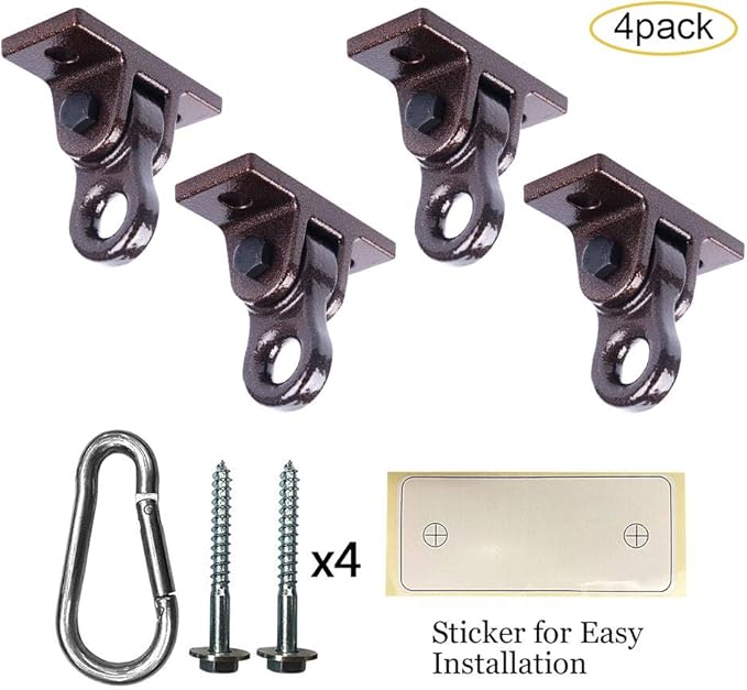 Heavy Duty Bronze Swing Hangers Screws Bolts Included Over 5000 lb Capacity Playground Porch Yoga Seat Trapeze Wooden Sets Indoor Outdoor (4 Pack)-VerdiqueGarden