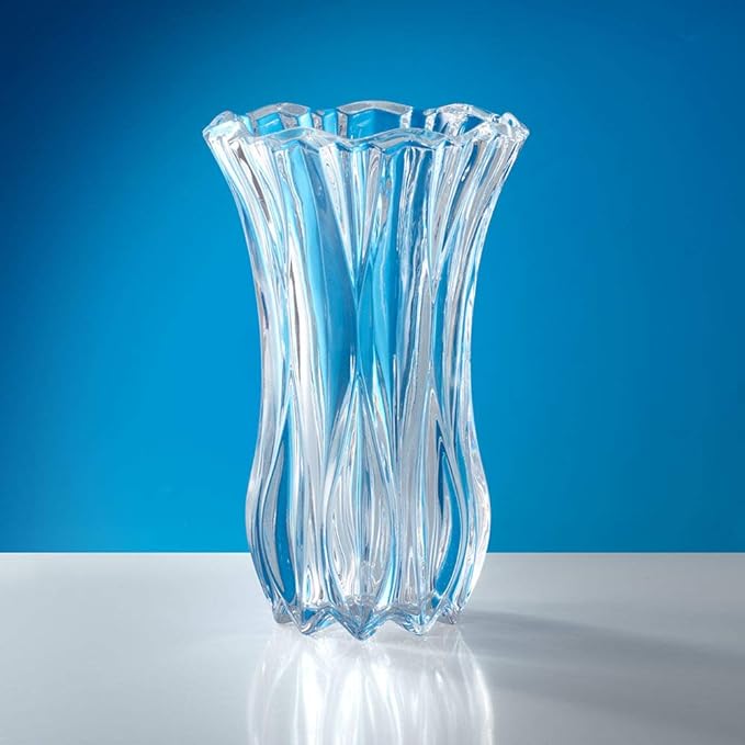 Mikasa Celebrations Blossom Crystal Vase, 12-Inch Tall, Elegant Cut Glass Design for Floral Arrangements and Decorative Centerpieces-VerdiqueGarden