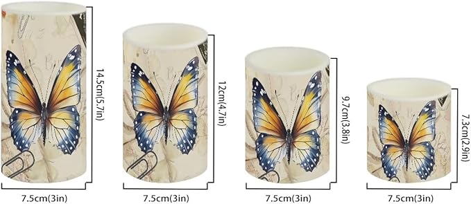 Flameless Candles Battery Powered with Multicolor Lights Timer Remote Control Everlasting Fake Candles for Party Garden Indoor Outdoor Wedding Decoration, Butterfly Yellow Retro-VerdiqueGarden
