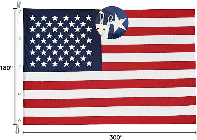 Homissor American Flag 15x25 Ft Large US Flags USA Giant United State Flag Heavy Duty Outdoor Embroidered Stars for All Weather High Wind Sewn Stripes With Brass Grommets-VerdiqueGarden