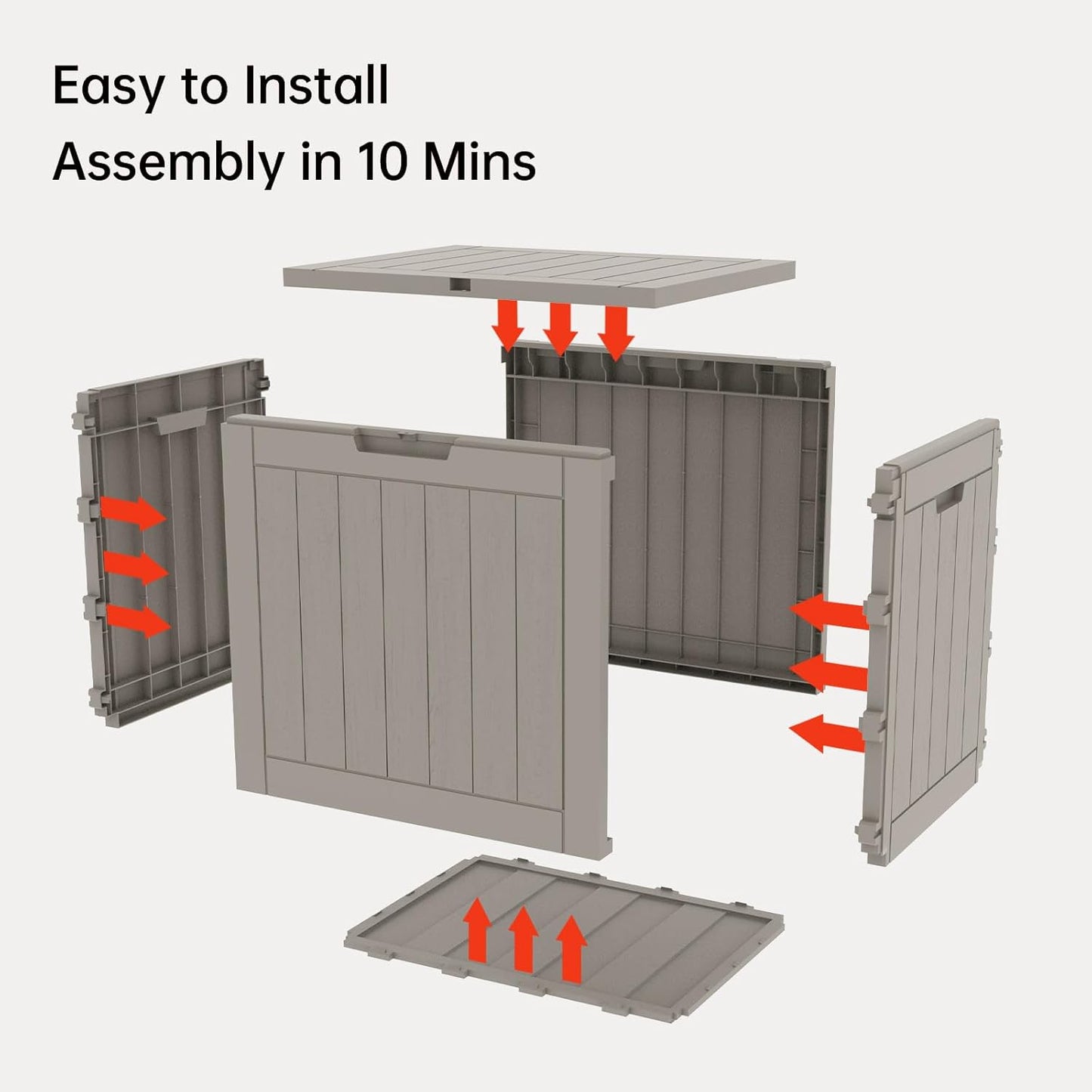 Mars Villa 31 Gallon Deck Box, Outdoor Storage Box Waterproof, Outside Resin Storage Bin for Outdoor Patio Furniture Cushions, Pool Supplies, Garden Tools, UV-Resistant and Weatherproof, Light Brown-VerdiqueGarden