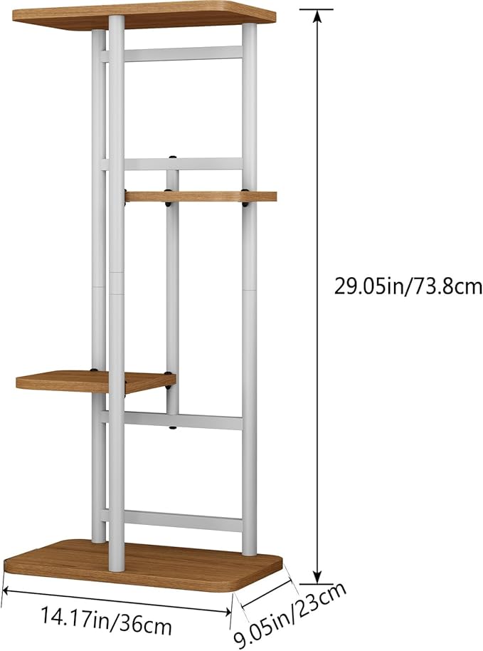 LINZINAR Plant Stand 4 Tier 5 Potted Indoor Plant Shelf Multiple Stands for Garden Corner Balcony Living Room (4 Tier 5 Potted, White)-VerdiqueGarden