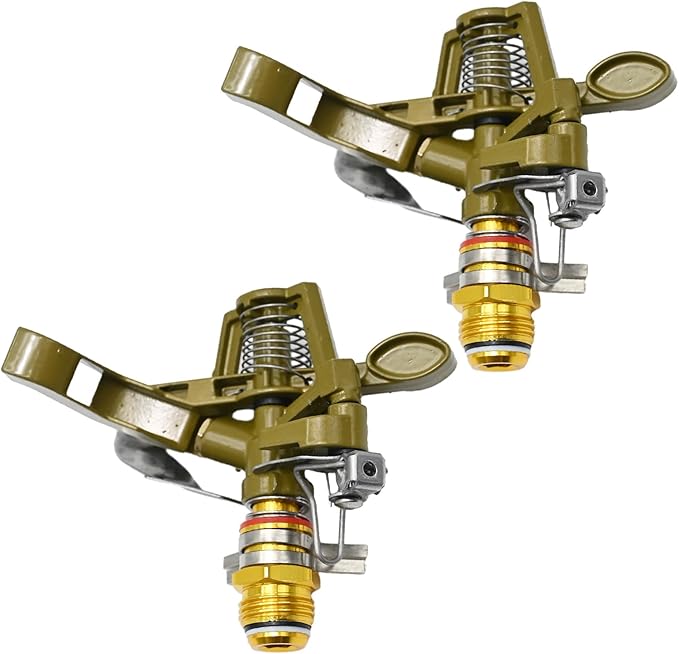1/2 Inch Brass Impact Sprinkler with Nozzles Adjustable 0-360 Degree Coverage Pattern Heavy Duty Lawn Sprinkler Head for Yard Lawn Grass Patio Garden Irrigation (2Pcs)-VerdiqueGarden