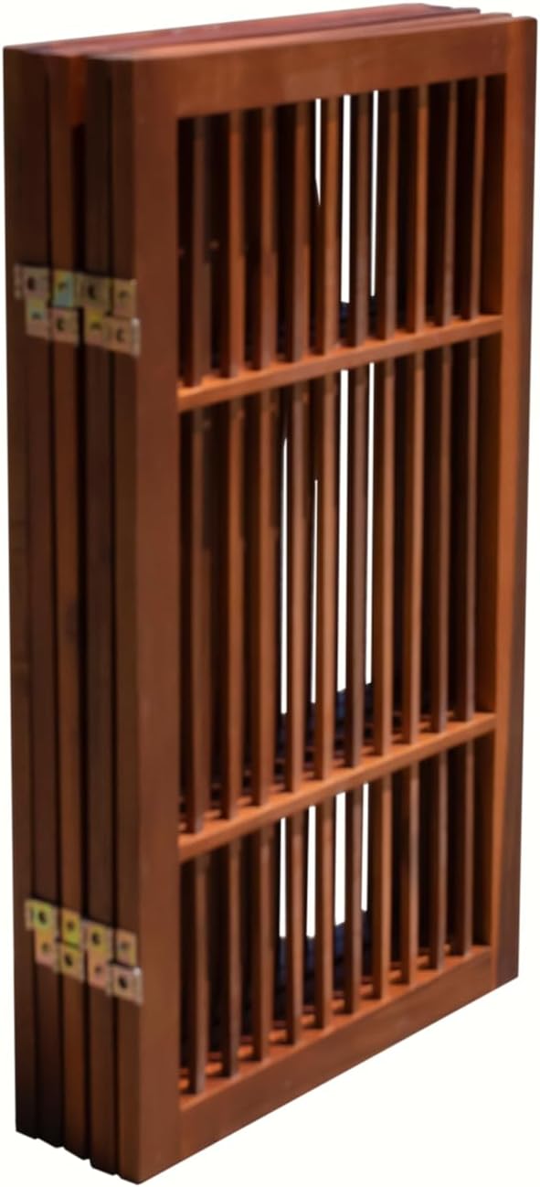 Pet Dog Gate Strong and Durable Freestanding Folding Acacia Hardwood Portable Wooden Fence Indoors or Outdoors by Urnporium (Brown Pet Gate, 5 Panel 30" Tall)-VerdiqueGarden