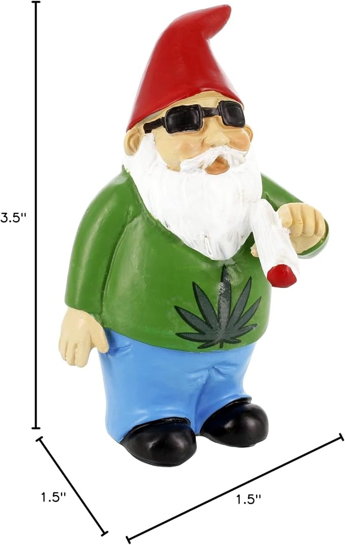 Gnometastic Mini Gnomes - Smoking Gnome, 3.5 inch Hippie Gnome for Fairy Garden, Indoor Outdoor Funny Garden Gnomes Decoration for Yard, Planter, Lawn Ornament, Patio and Home Decor-VerdiqueGarden