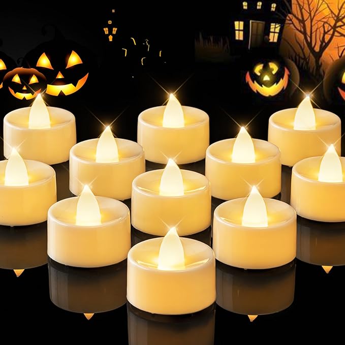 BEICHI Flameless Candles, 24Pack Battery Operated Candles, LED Tea Lights Candles Battery Operated, Flickering Fake Candles for Wedding Party Home Decor- Warm White, Ivory Base-VerdiqueGarden