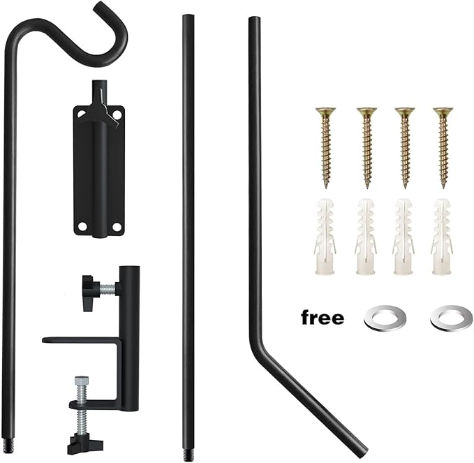 ERYTLLY Heavy Duty Deck Hook Wall Mounted Hook, Extensible and Adjustable Deck Hook with 2" Non Slip Horizontal Clamp for Hanging Bird Feeder, Plants, Suet Baskets,Wind Chimes,Lanterns and More-VerdiqueGarden