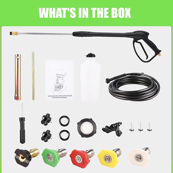 4200 PSI Gas Pressure Washer, 4.0 Max GPM 212CC 7HP Commercial Gas Power Washer, Spray Gun and Wand, 5 Nozzle Set, for Cars/Fences/Driveways/Homes/Patios/Furniture-VerdiqueGarden