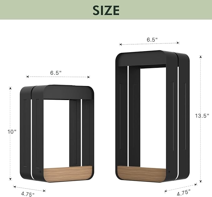 Grand patio Solar Outdoor Power Wall Sconce Shelf Planter, Waterproof Decor LED Wall Light Lamp with Woodgrain for Patio, Porch, Solar Energy, Black(S-Rectangle)-VerdiqueGarden