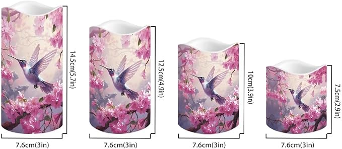 Ystardream Hummingbird Operated Candles with Flickering Flame Flameless Taper Candles Flickering Peach Blossom Operated Electric Pillar Candle LED Candle for Indoor Outdoor Home Decor-VerdiqueGarden