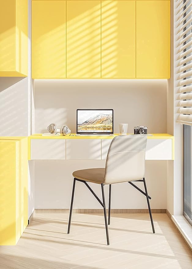 Dimoon 78.7''x17.7'' Yellow Peel and Stick Wallpaper Contact Paper Modern Self Adhesive Wall Paper Removable Renter Friendly Textured Solid Color Shelf Cabinet Vinyl Roll (78.7''x17.7'',Yellow)-VerdiqueGarden