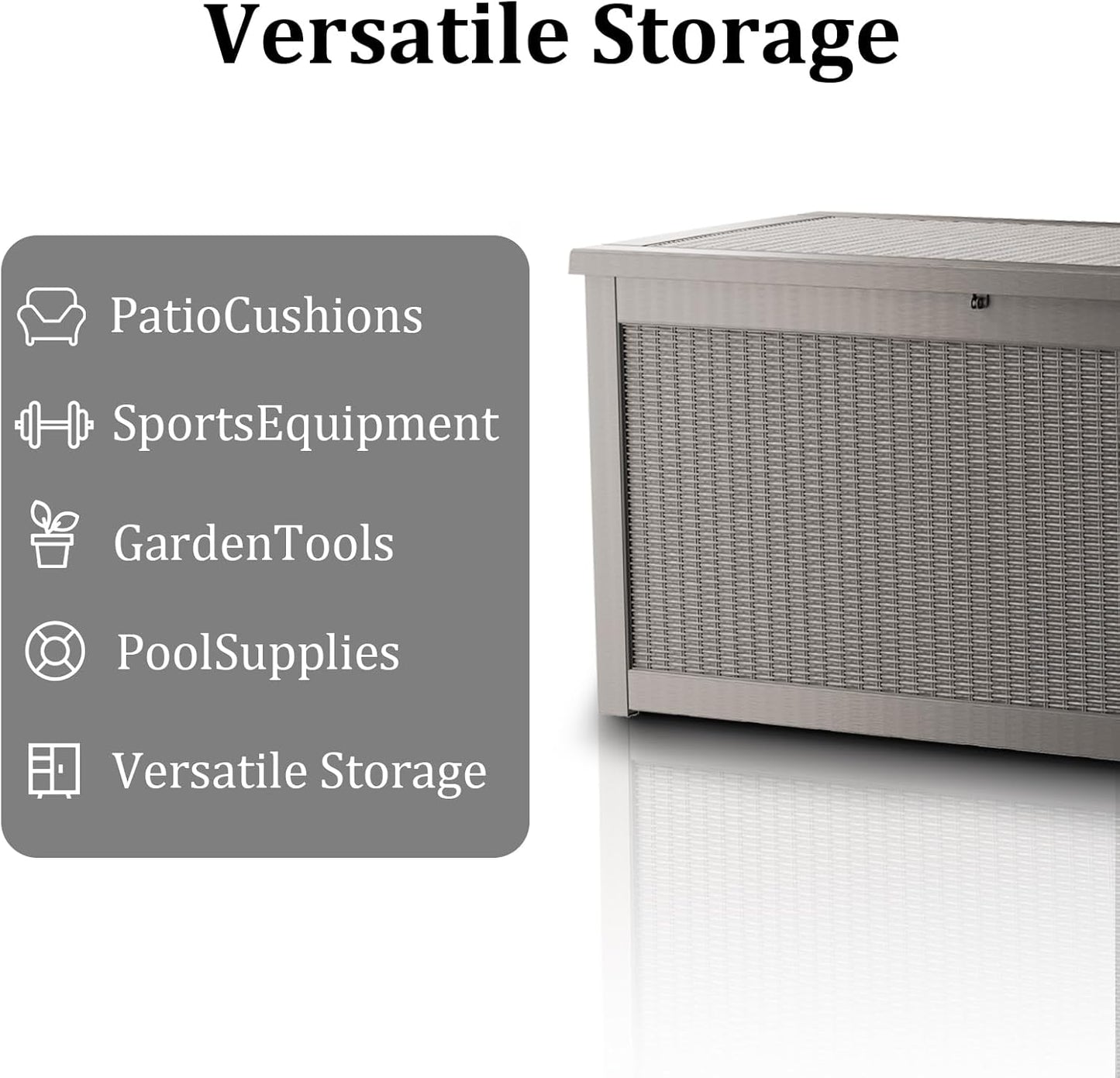 320 Gallon Waterproof Deck Box, Lockable Resin Storage Box for Patio Furniture Cushions Garden Tools and Outdoor Delivery Storage, Coffee-VerdiqueGarden