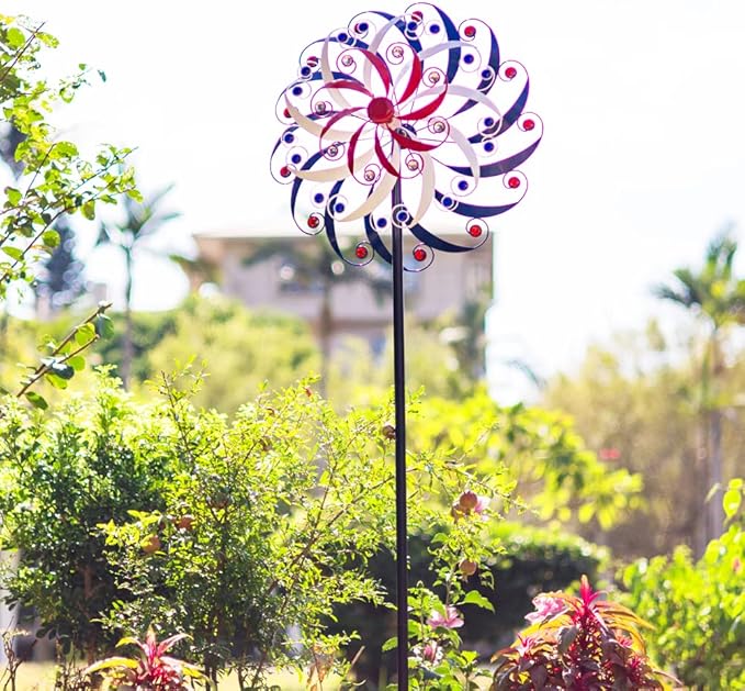 DREAMYSOUL Large Wind Spinners 20" Dia, Metal Patriotic Wind Sculpture Spinner Yard Art for Outdoor Garden Patio Decor-VerdiqueGarden