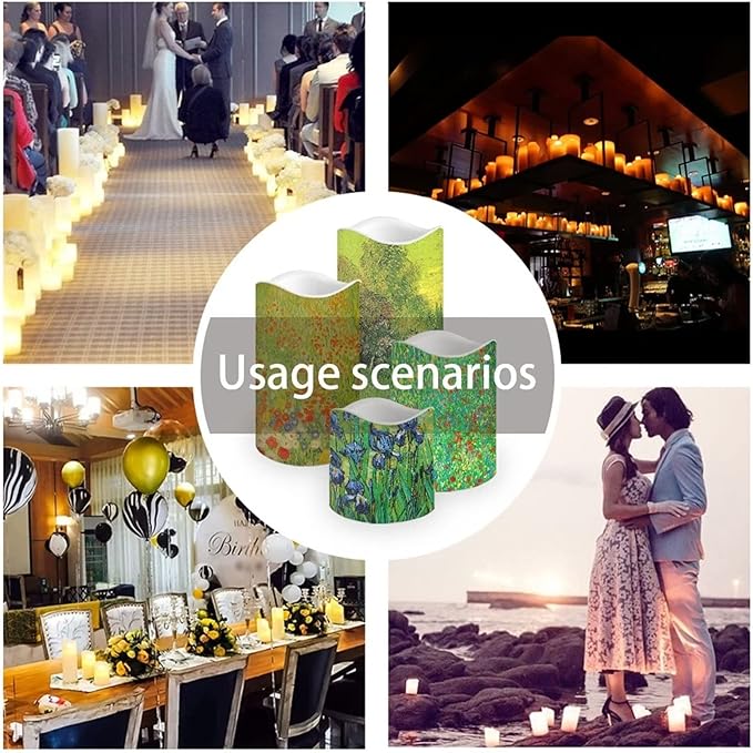 Ystardream Plastic Moving Flickering LED Candles with Remote Color Changing & Timer, 4 Packs Won't Melt Candles for Room Decor Accessories for Christmas Halloween-VerdiqueGarden