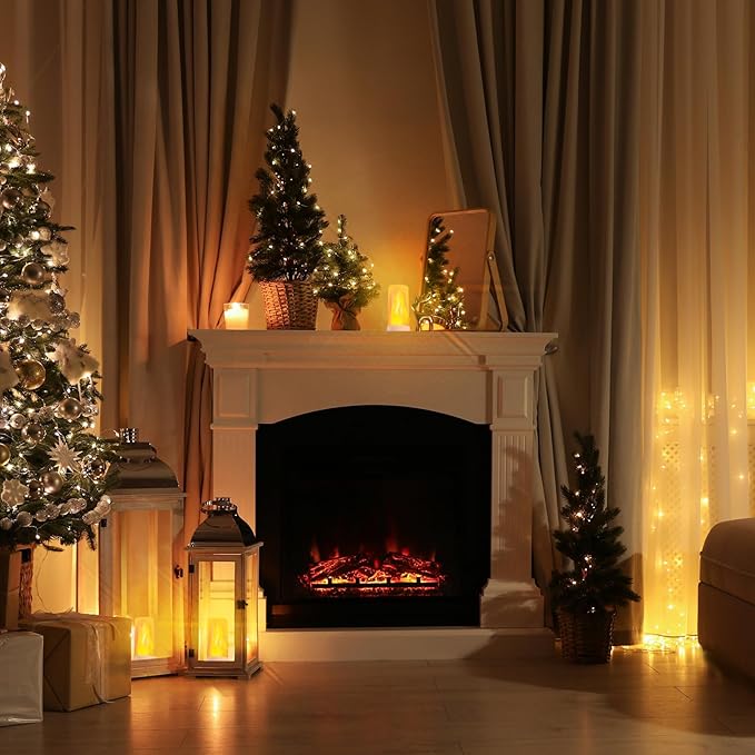 Hompavo 【Upgraded】 LED Flame Lights, 4-Mode Rechargeable Battery Operated Flameless Candles, Waterproof Pillar Flickering Lanterns for Living Room Bathroom Patio Wedding Party Halloween Home Decor-VerdiqueGarden